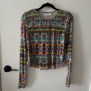 Y2K Boho Western Mesh Long Sleeve Tee | Natural Life | Size L